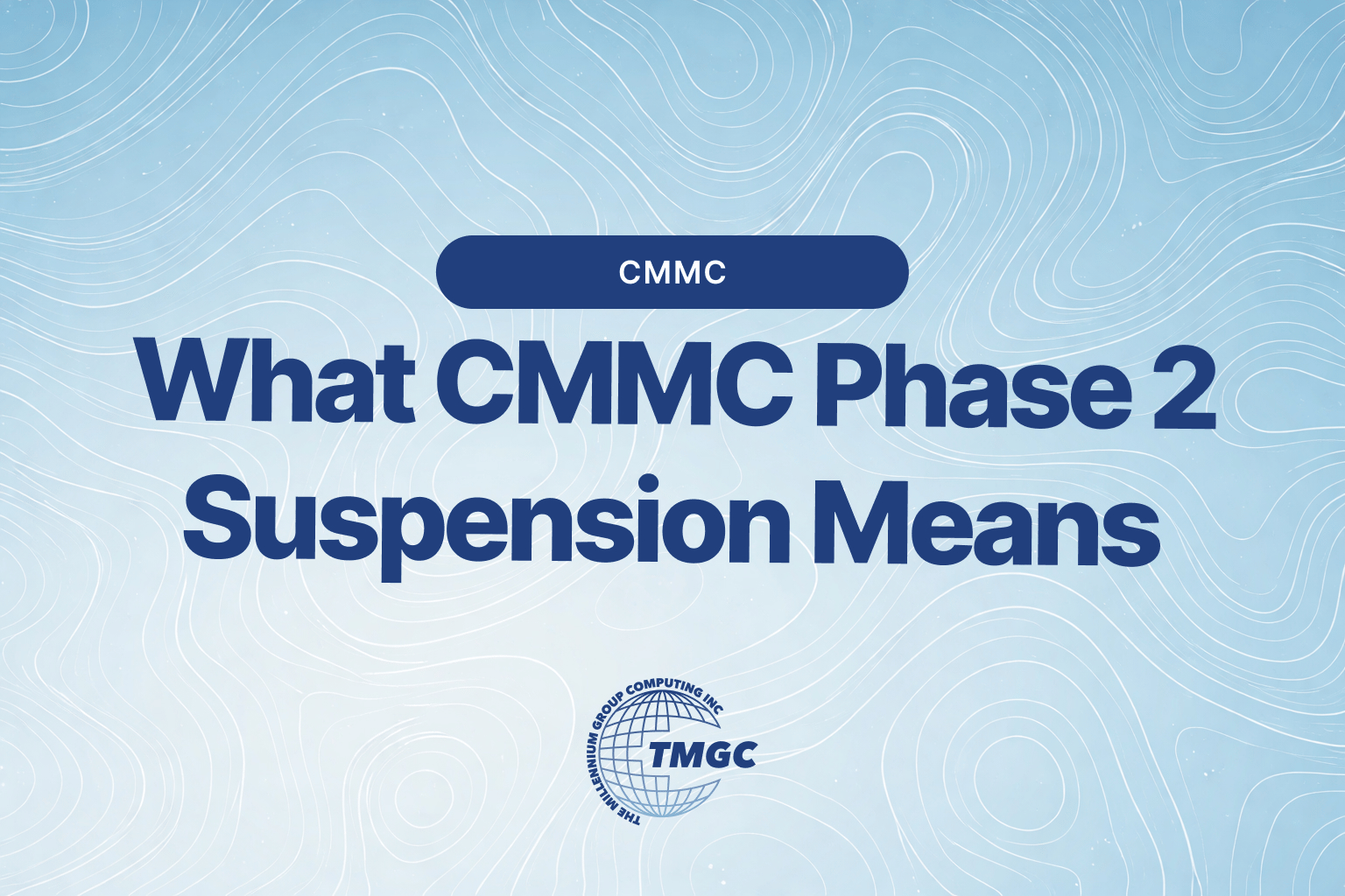 cmmc phase 2 suspended text on light blue topographical background