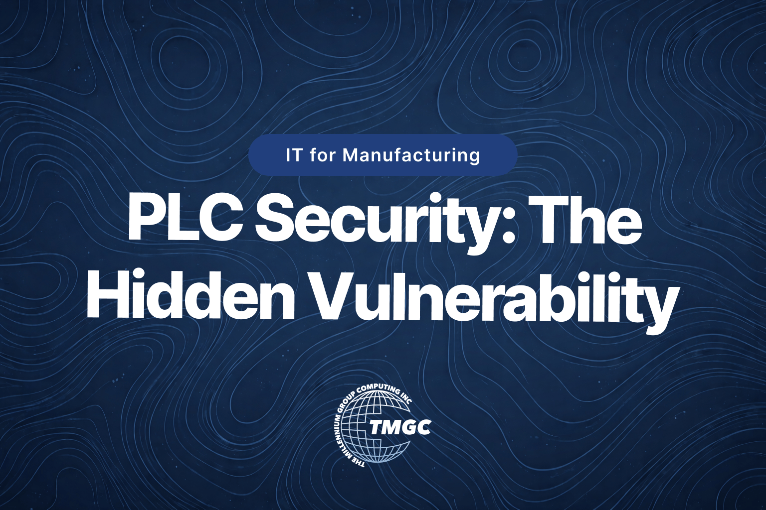blog featured image for PLC security with dark blue topographical background